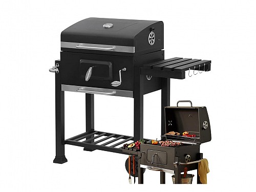 Portable Charcoal BBQ Barbeque Grill, with 2 grates, thermometer and 110x47x105 cm